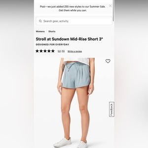 NWT Lululemon Stroll and Sundown Shorts